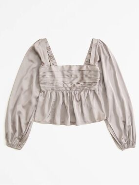 Abercrombie Emerson Satin Blouse Taupe